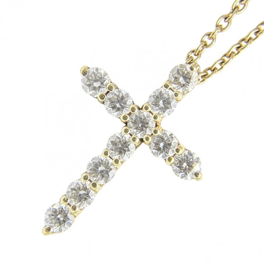 【開店SALE】 TIFFANY&Co. ティファニー ネックレス ジュエリー アクセサリー クロスペンダント スモール 18金 Au750 K18ゴールド ダイヤモンド0.42ct 60007469 レディース 約2.7g【中古品】