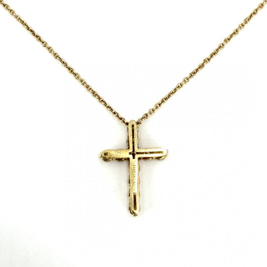 【開店SALE】 TIFFANY&Co. ティファニー ネックレス ジュエリー アクセサリー クロスペンダント スモール 18金 Au750 K18ゴールド ダイヤモンド0.42ct 60007469 レディース 約2.7g【中古品】