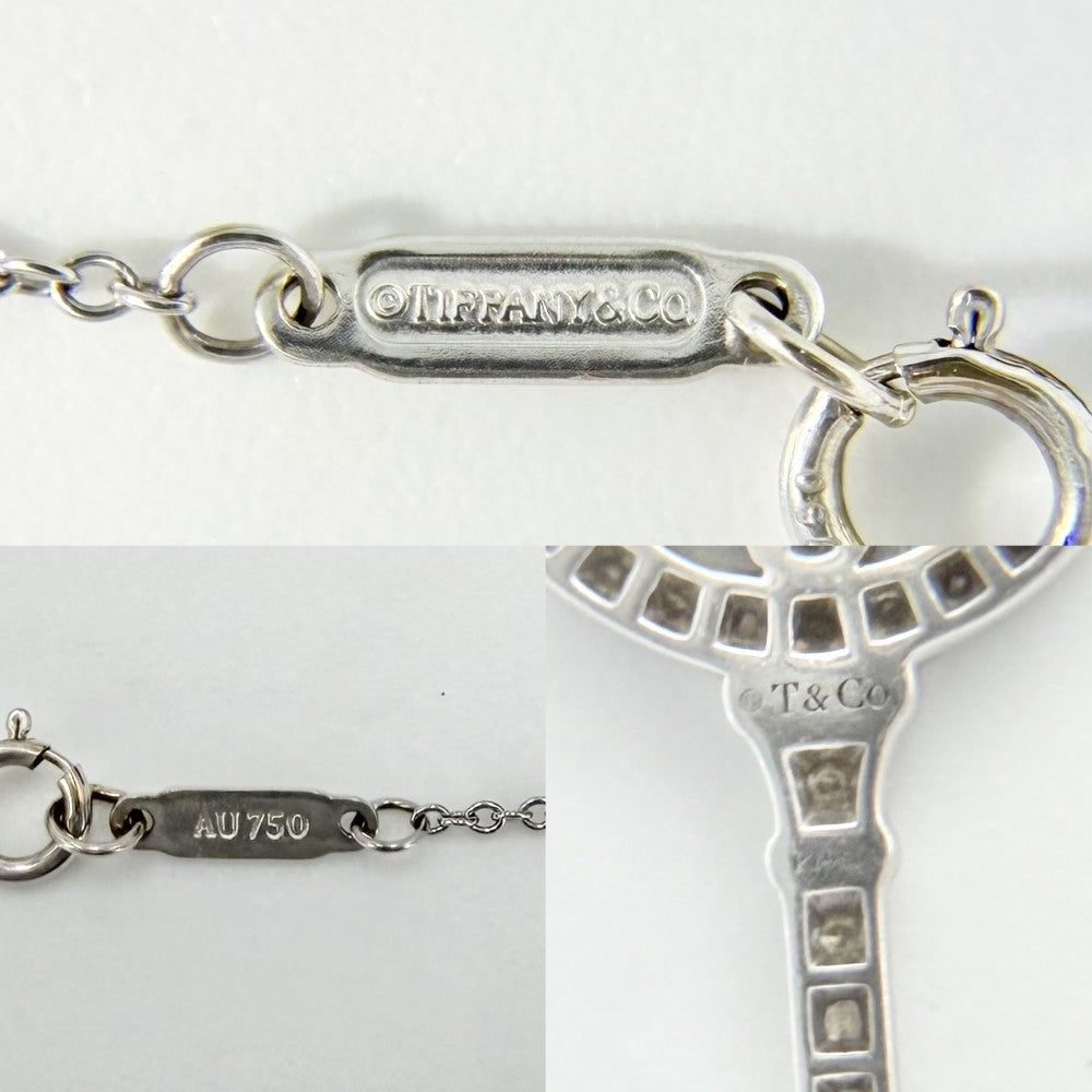 TIFFANY&Co. ティファニー ネックレス ペタルキー アクセサリー ジュエリー ペンダント 18金WG Au750 Pt950プラチナ K18ホワイトゴールド ダイヤモンド レディース 約6.8g【中古品】