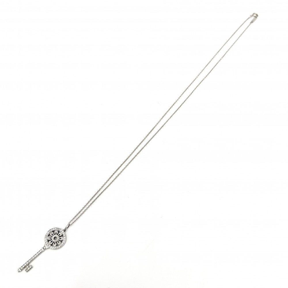 TIFFANY&Co. ティファニー ネックレス ペタルキー アクセサリー ジュエリー ペンダント 18金WG Au750 Pt950プラチナ K18ホワイトゴールド ダイヤモンド レディース 約6.8g【中古品】