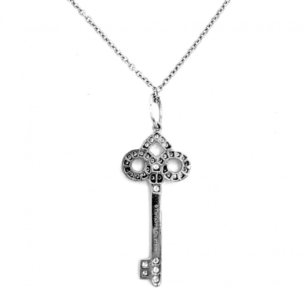 TIFFANY&Co. ティファニー ネックレス フルール ド リス キー キーモチーフ ジュエリー アクセサリー Pt950プラチナ ダイヤモンド レディース 約3.6g【中古品】