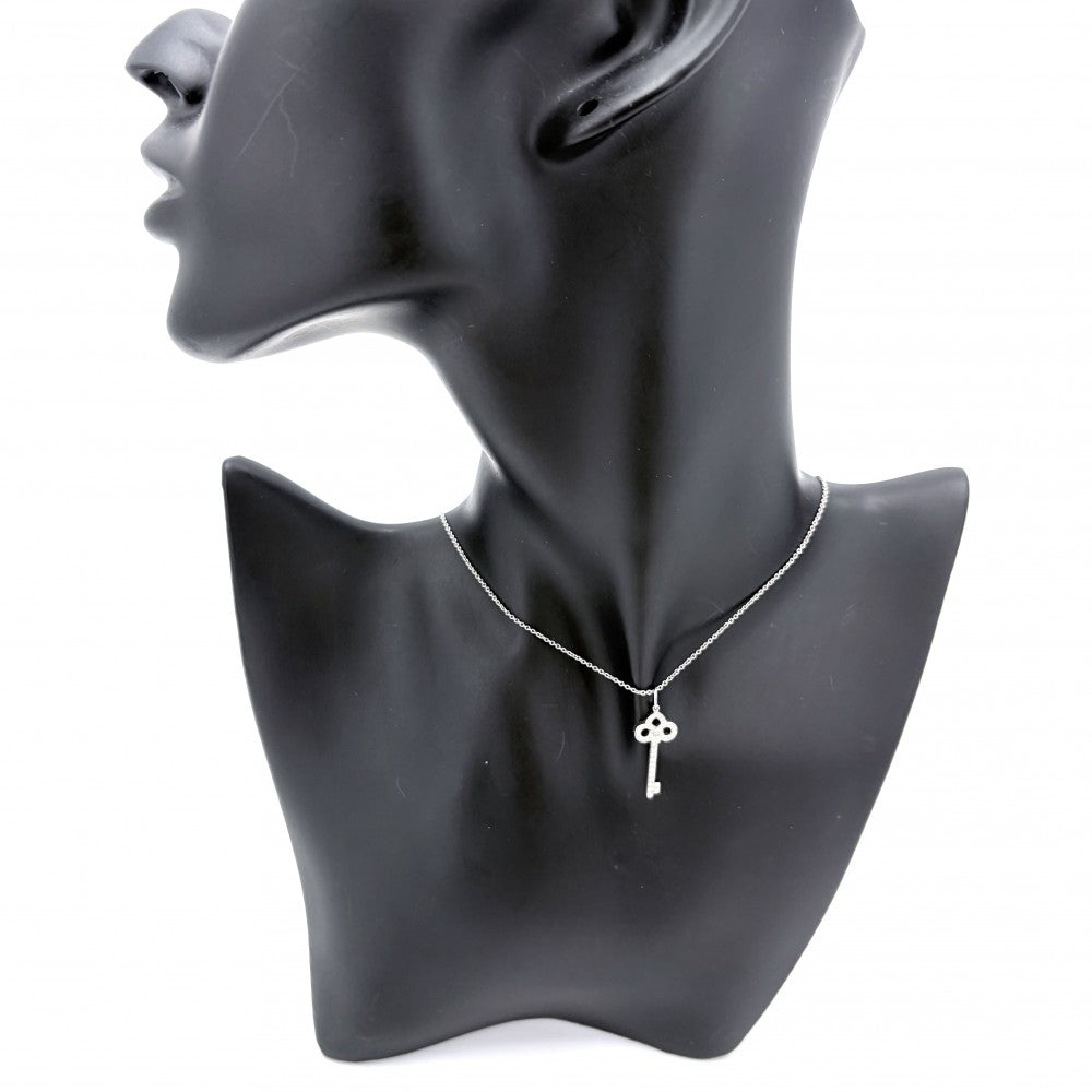 TIFFANY&Co. ティファニー ネックレス フルール ド リス キー キーモチーフ ジュエリー アクセサリー Pt950プラチナ ダイヤモンド レディース 約3.6g【中古品】
