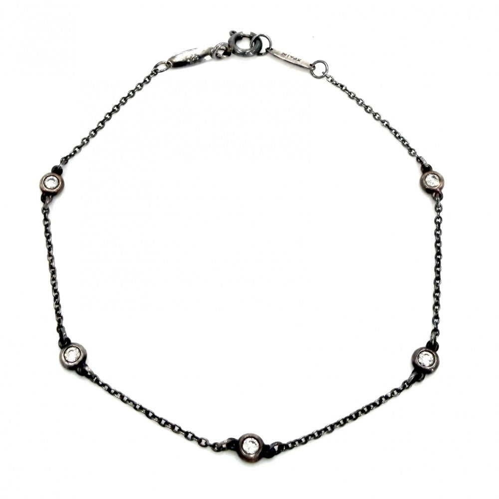 TIFFANY&Co. ティファニー ブレスレット 5Pダイヤ バイザヤード ジュエリー アクセサリー メンズ レディース シルバー925 ダイヤモンド ユニセックス 約1.4g【中古品】