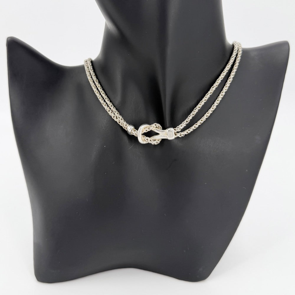 【開店SALE】 TIFFANY&Co. ティファニー ネックレス ダブルロープ センターノット ジュエリー アクセサリー シルバー925 レディース 約30.3g【中古品】