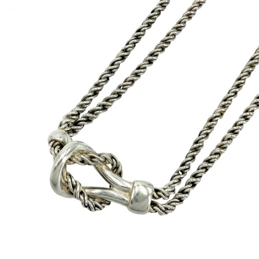 【開店SALE】 TIFFANY&Co. ティファニー ネックレス ダブルロープ センターノット ジュエリー アクセサリー シルバー925 レディース 約30.3g【中古品】