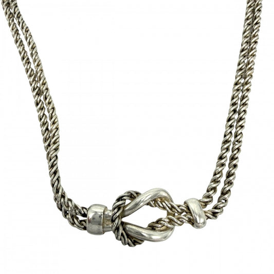 【開店SALE】 TIFFANY&Co. ティファニー ネックレス ダブルロープ センターノット ジュエリー アクセサリー シルバー925 レディース 約30.3g【中古品】