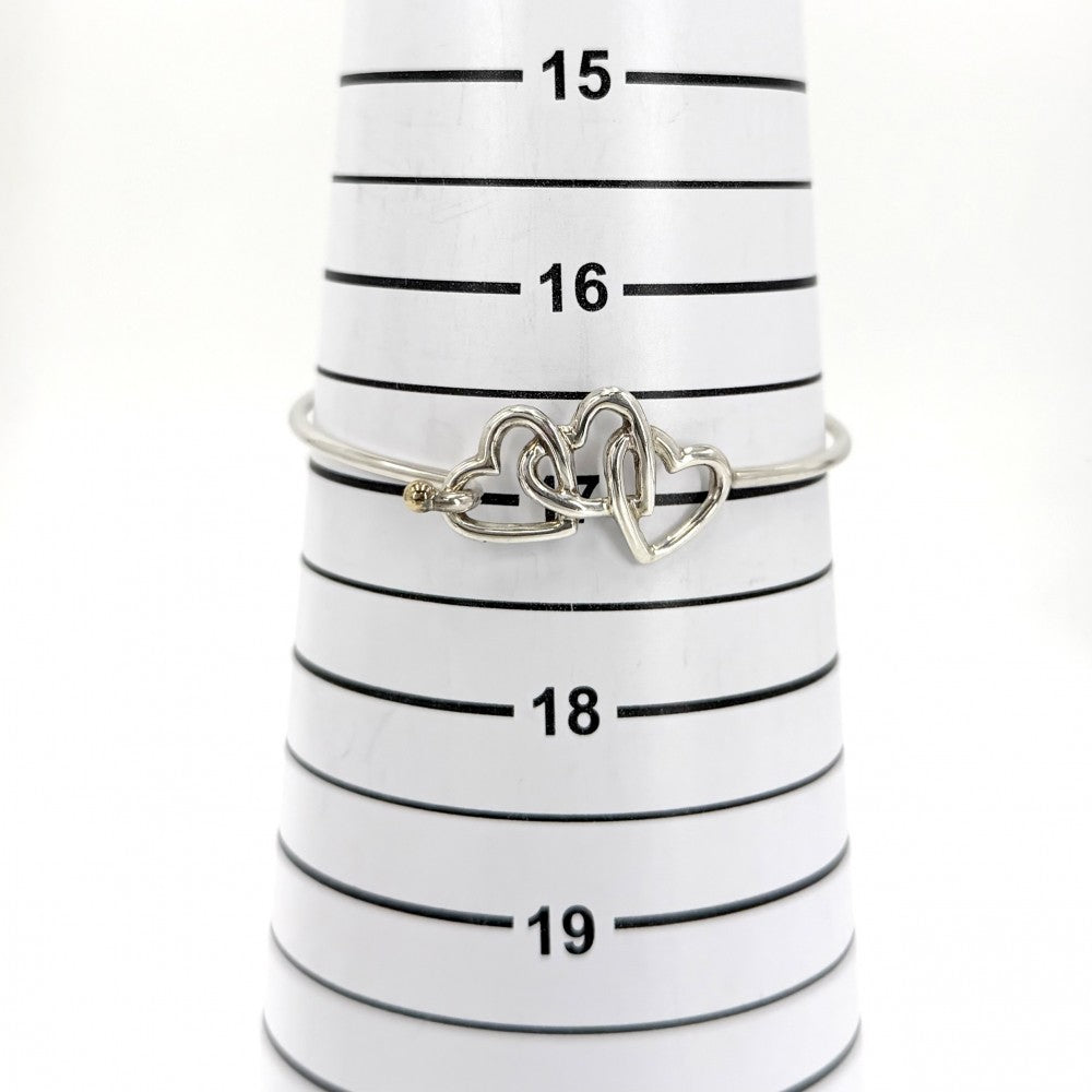 TIFFANY&Co. ティファニー バングル トリプルハート ブレスレット ジュエリー アクセサリー Au750 18金WG シルバー925 K18ホワイトゴールド レディース 約8.2g【中古品】