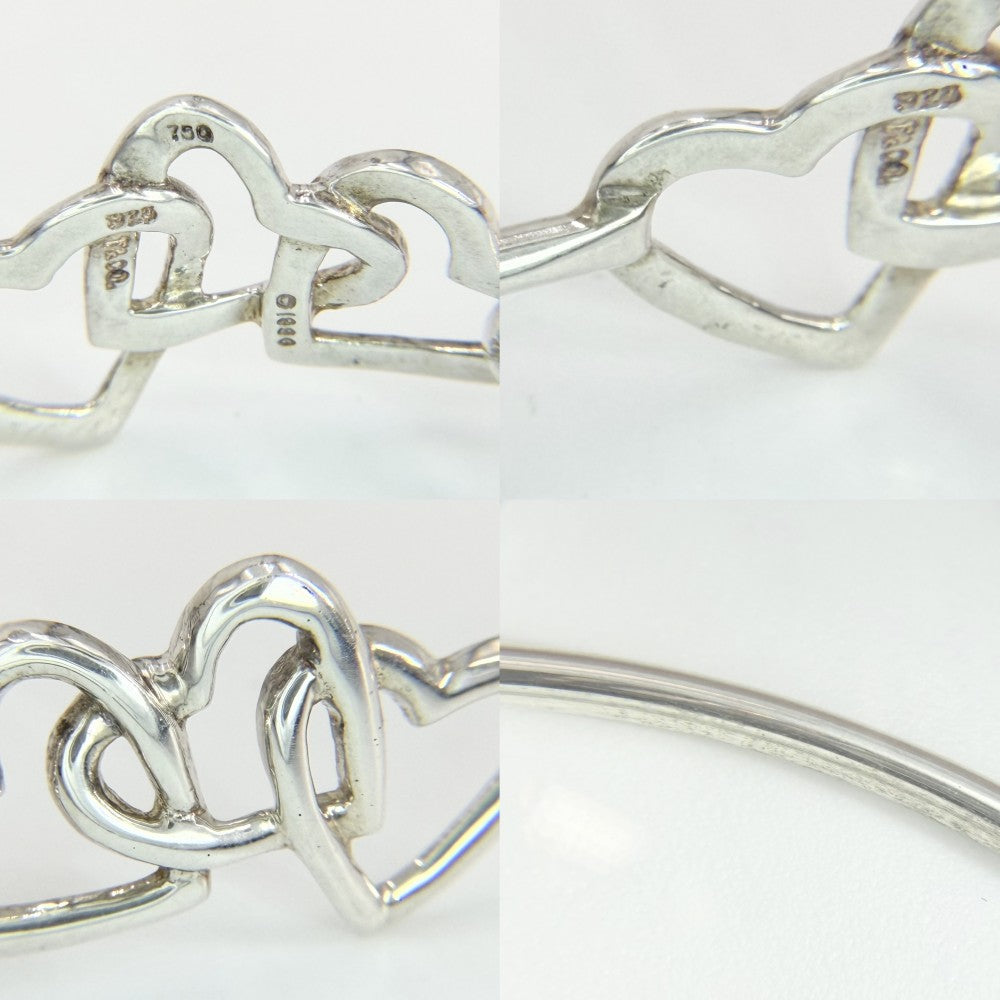 TIFFANY&Co. ティファニー バングル トリプルハート ブレスレット ジュエリー アクセサリー Au750 18金WG シルバー925 K18ホワイトゴールド レディース 約8.2g【中古品】