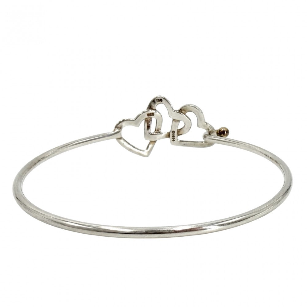 TIFFANY&Co. ティファニー バングル トリプルハート ブレスレット ジュエリー アクセサリー Au750 18金WG シルバー925 K18ホワイトゴールド レディース 約8.2g【中古品】