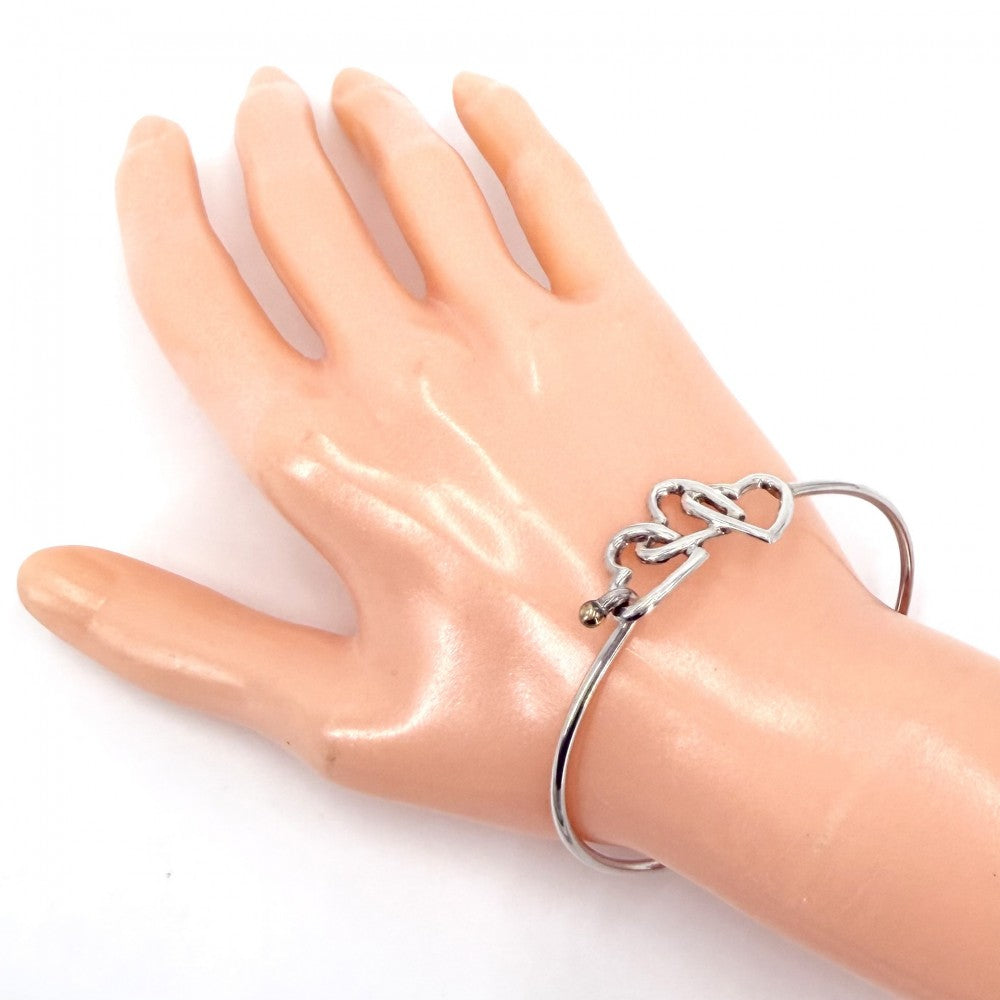TIFFANY&Co. ティファニー バングル トリプルハート ブレスレット ジュエリー アクセサリー Au750 18金WG シルバー925 K18ホワイトゴールド レディース 約8.2g【中古品】