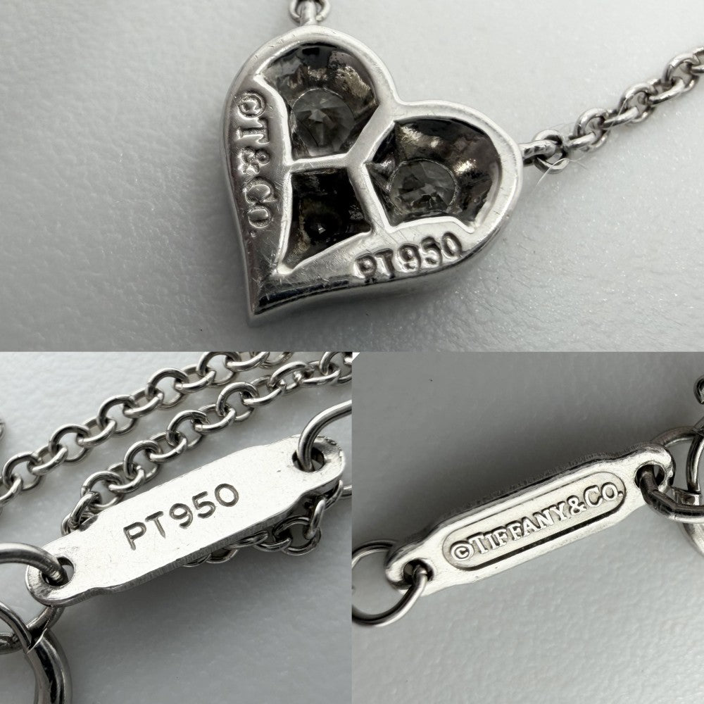 TIFFANY&Co. ティファニー ネックレス センチメンタル ハート ジュエリー アクセサリー Pt950プラチナ ダイヤモンド レディース 約3.1g【中古品】