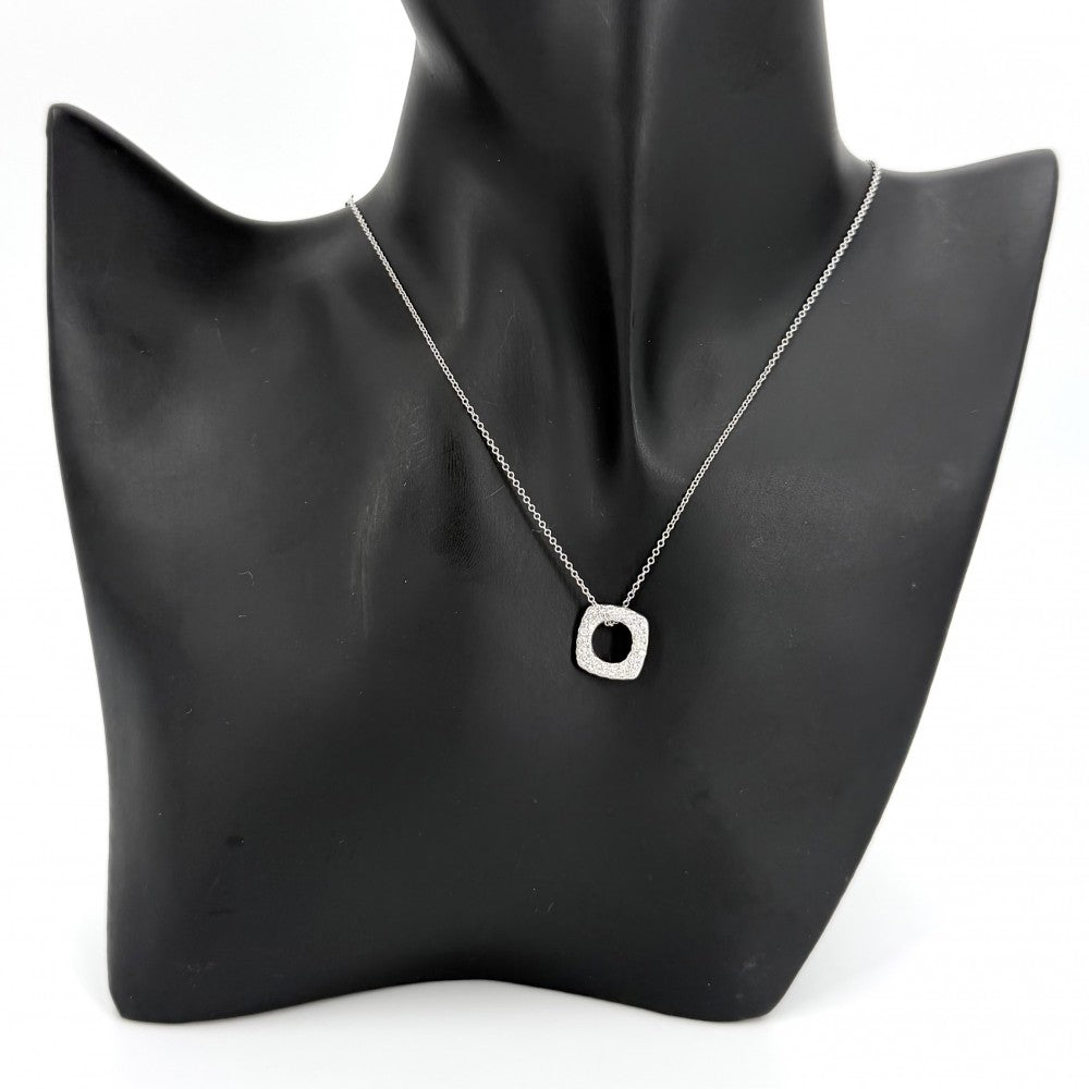 TIFFANY&Co. ティファニー ネックレス スクエア サークル ジュエリー アクセサリー 18金WG Au750 K18ホワイトゴールド ダイヤモンド レディース 約3.3g【中古品】