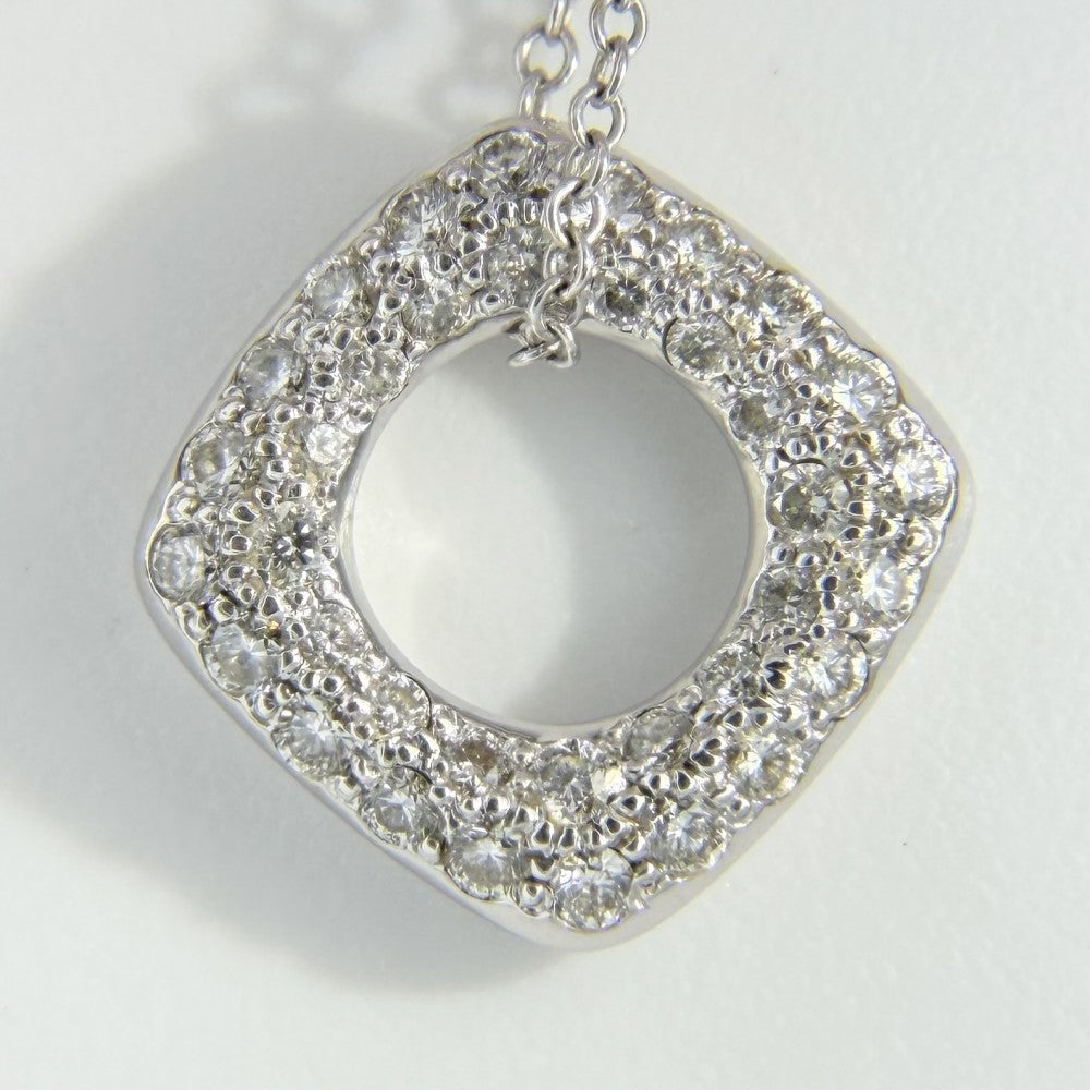 TIFFANY&Co. ティファニー ネックレス スクエア サークル ジュエリー アクセサリー 18金WG Au750 K18ホワイトゴールド ダイヤモンド レディース 約3.3g【中古品】