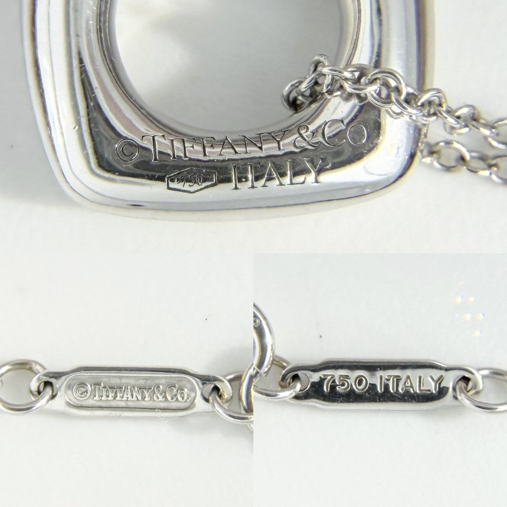TIFFANY&Co. ティファニー ネックレス スクエア サークル ジュエリー アクセサリー 18金WG Au750 K18ホワイトゴールド ダイヤモンド レディース 約3.3g【中古品】