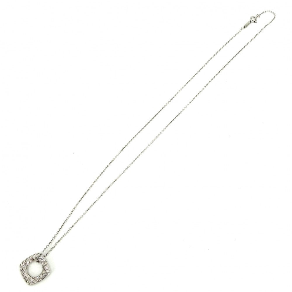TIFFANY&Co. ティファニー ネックレス スクエア サークル ジュエリー アクセサリー 18金WG Au750 K18ホワイトゴールド ダイヤモンド レディース 約3.3g【中古品】