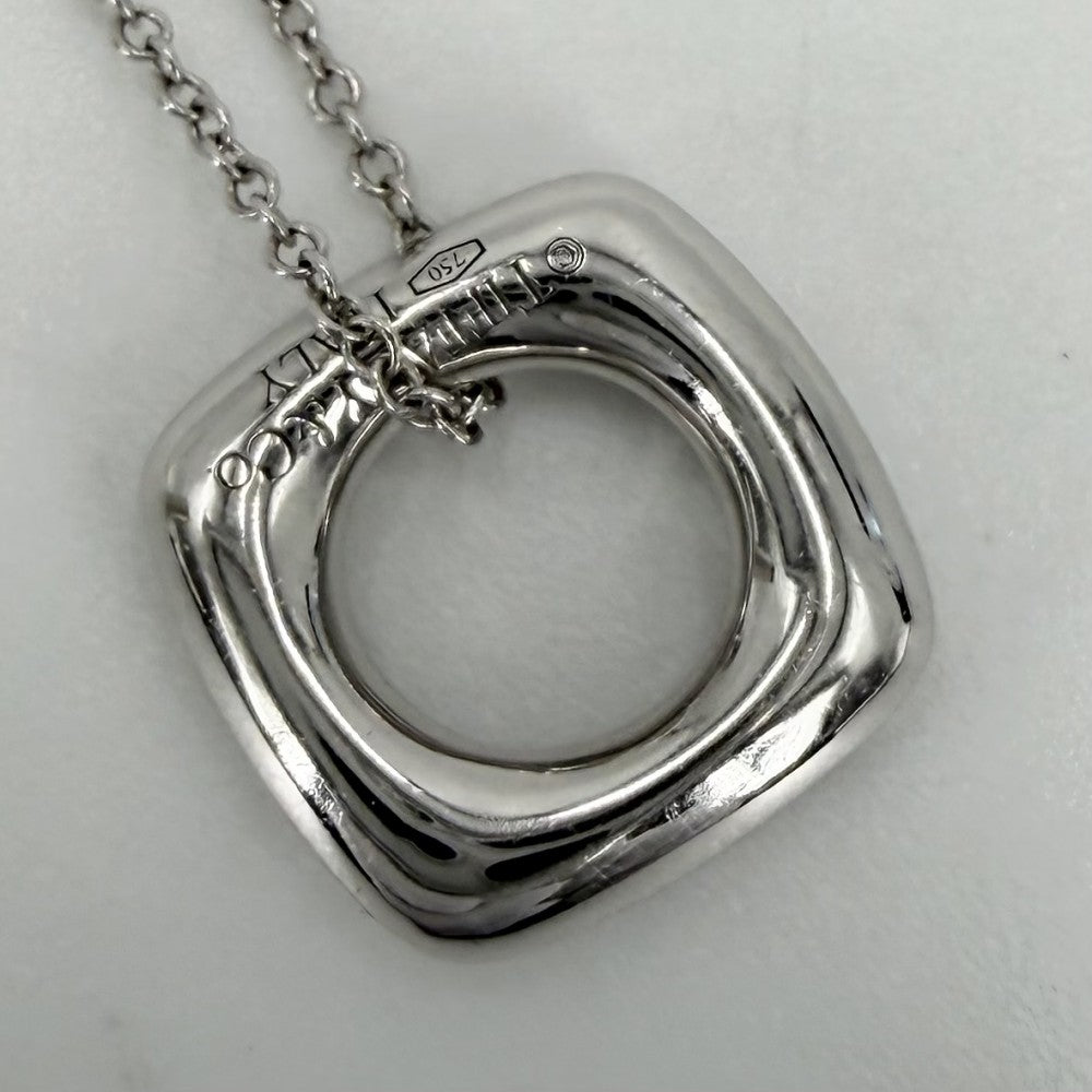 TIFFANY&Co. ティファニー ネックレス スクエア サークル ジュエリー アクセサリー 18金WG Au750 K18ホワイトゴールド ダイヤモンド レディース 約3.3g【中古品】