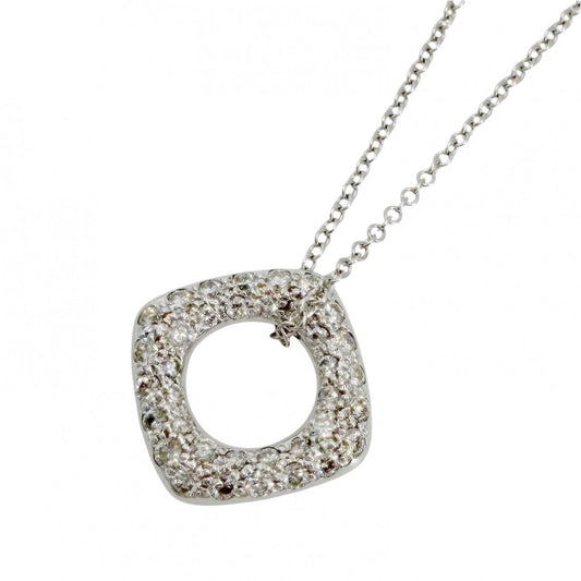 TIFFANY&Co. ティファニー ネックレス スクエア サークル ジュエリー アクセサリー 18金WG Au750 K18ホワイトゴールド ダイヤモンド レディース 約3.3g【中古品】