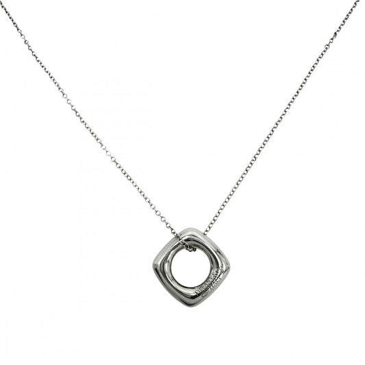 TIFFANY&Co. ティファニー ネックレス スクエア サークル ジュエリー アクセサリー 18金WG Au750 K18ホワイトゴールド ダイヤモンド レディース 約3.3g【中古品】
