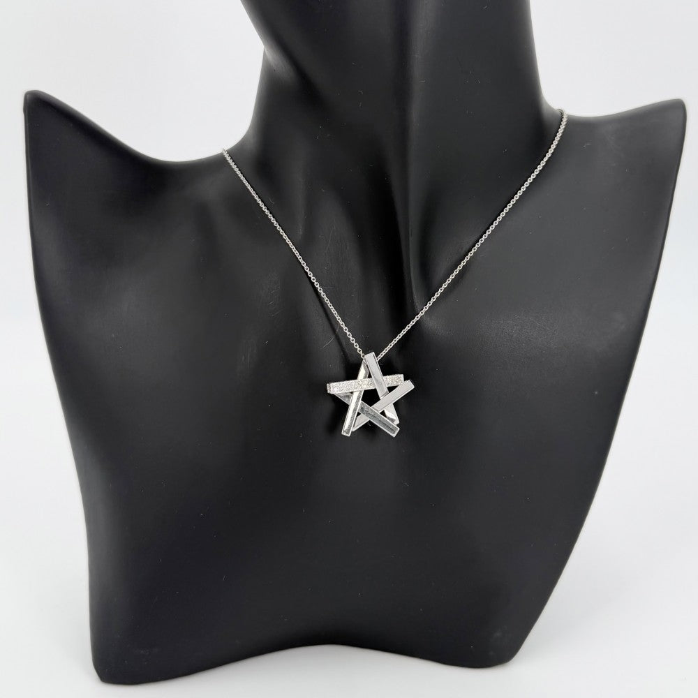 TIFFANY&Co. ティファニー ネックレス スター 星 ジュエリー アクセサリー 18金WG Au750 K18ホワイトゴールド ダイヤモンド レディース 約10.9g【中古品】