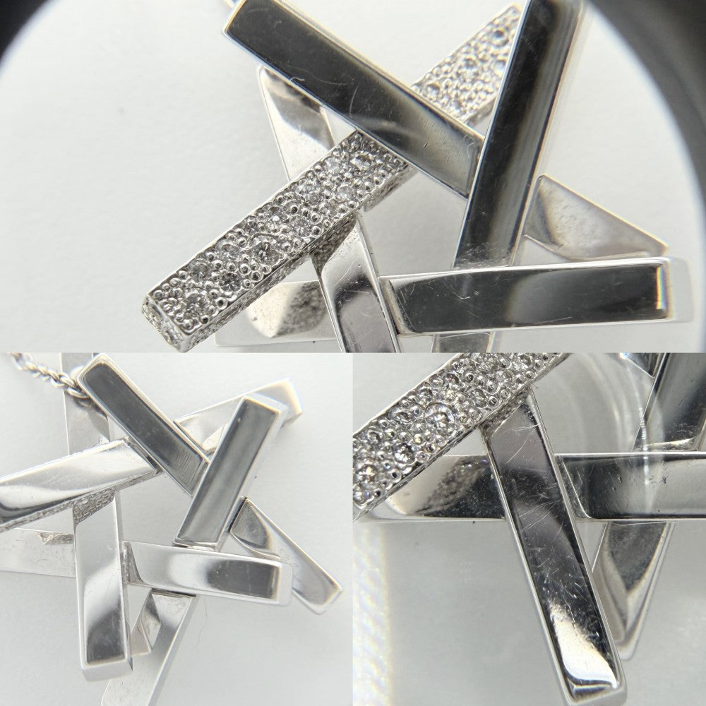 TIFFANY&Co. ティファニー ネックレス スター 星 ジュエリー アクセサリー 18金WG Au750 K18ホワイトゴールド ダイヤモンド レディース 約10.9g【中古品】