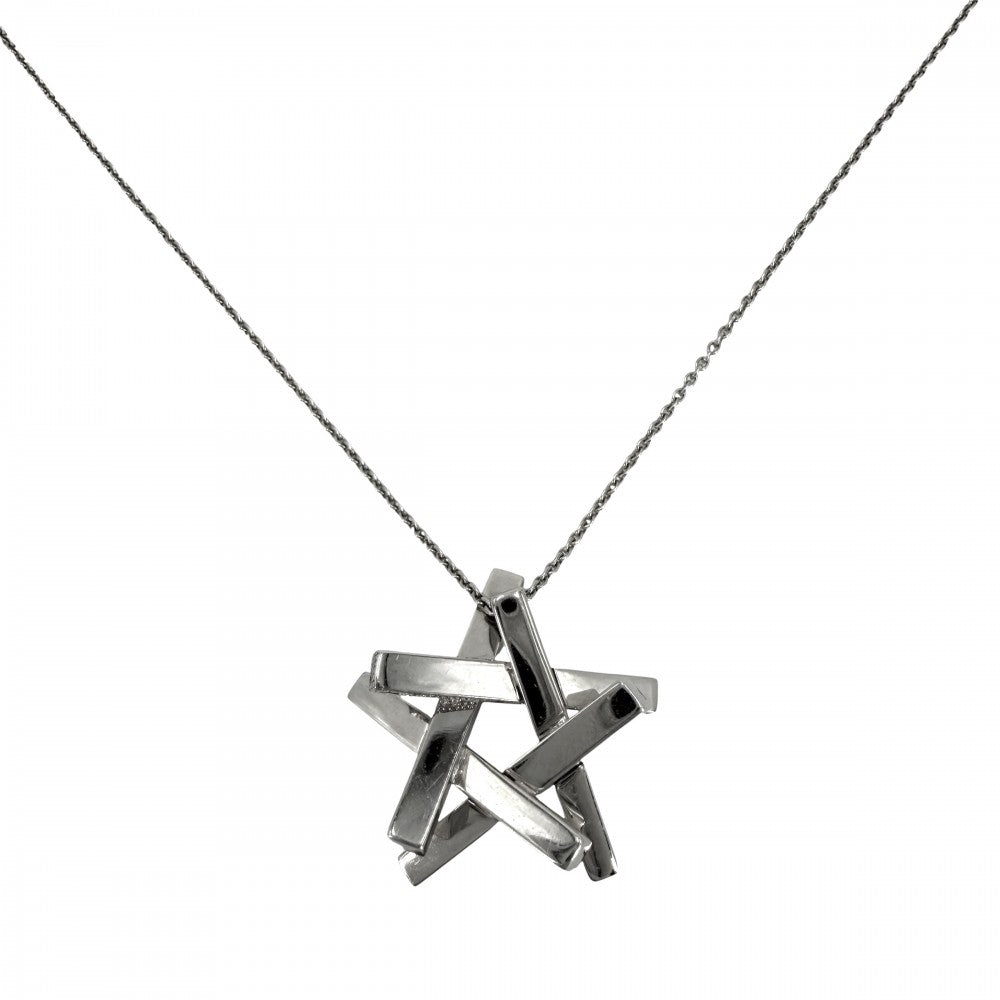 TIFFANY&Co. ティファニー ネックレス スター 星 ジュエリー アクセサリー 18金WG Au750 K18ホワイトゴールド ダイヤモンド レディース 約10.9g【中古品】