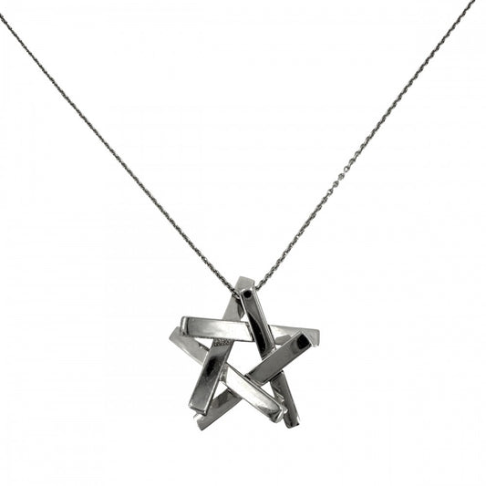 TIFFANY&Co. ティファニー ネックレス スター 星 ジュエリー アクセサリー 18金WG Au750 K18ホワイトゴールド ダイヤモンド レディース 約10.9g【中古品】