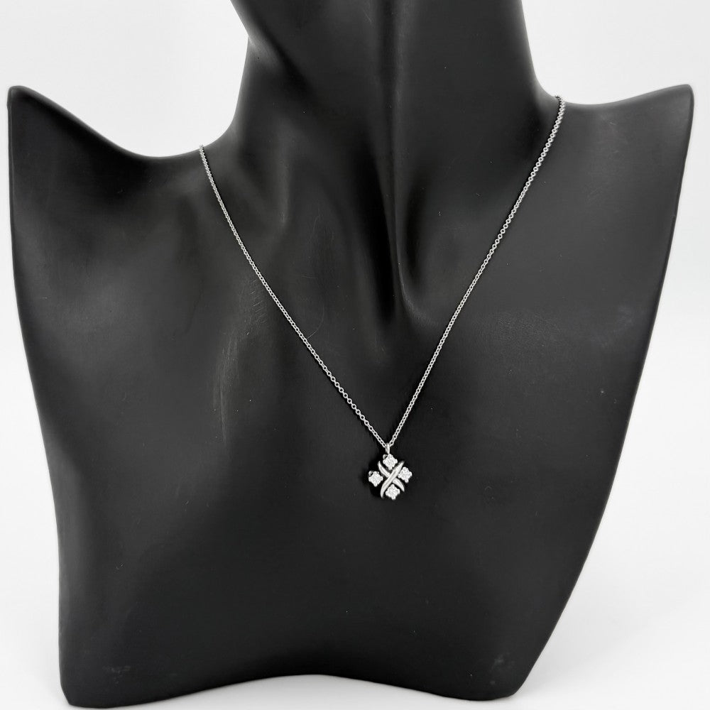 TIFFANY&Co. ティファニー ネックレス ジャンシュランバージェ Sixteen Stone クロスステッチ アクセサリー ジュエリー Pt950プラチナ ダイヤモンド0.21ct 60022675 レディース 約4.4g【中古品】