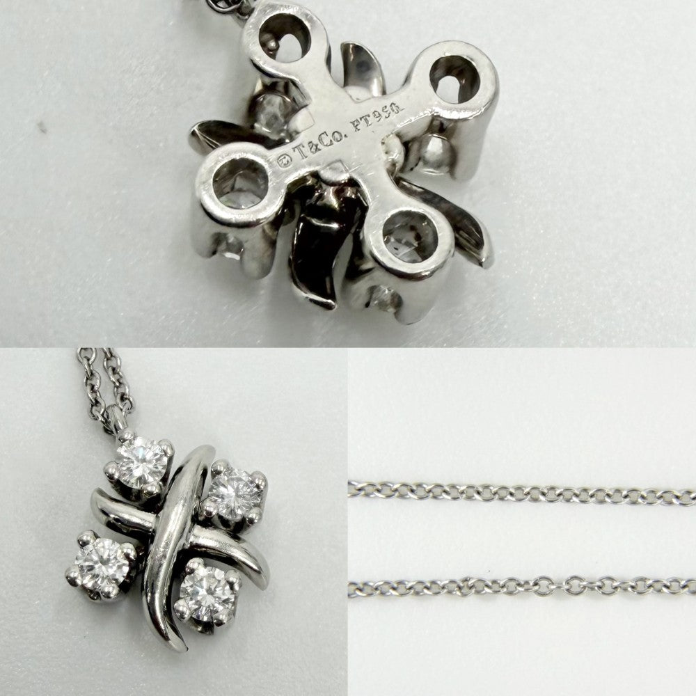 【開店SALE】 TIFFANY&Co. ティファニー ネックレス ジャンシュランバージェ　シュランバーゼ Sixteen Stone by Tiffany クロスステッチ アクセサリー ジュエリー Pt950プラチナ ダイヤモンド0.21ct 60022675 レディース 約4.4g【中古品】