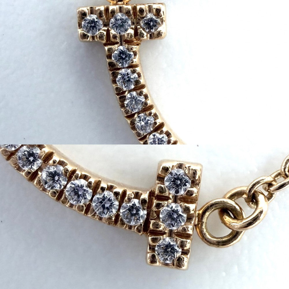 TIFFANY&Co. ティファニー ネックレス Tスマイル ミニペンダント ジュエリー 18金PG Au750 アクセサリー K18ピンクゴールド ダイヤモンド レディース 約2.4g【中古品】