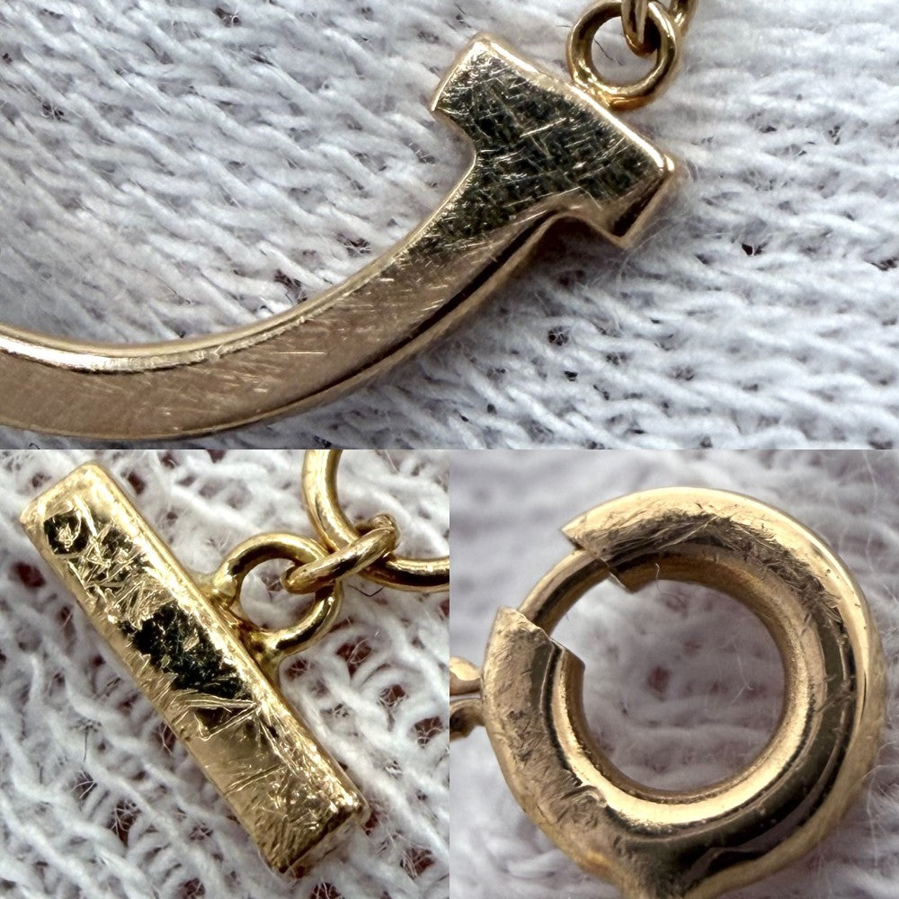 TIFFANY&Co. ティファニー ネックレス Tスマイル ミニペンダント ジュエリー 18金PG Au750 アクセサリー K18ピンクゴールド ダイヤモンド レディース 約2.4g【中古品】