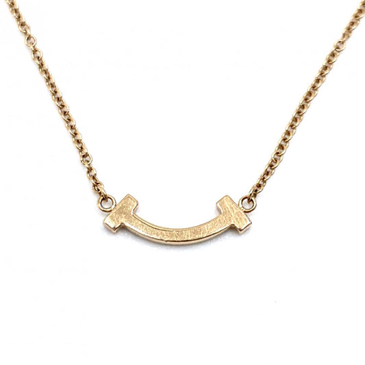 TIFFANY&Co. ティファニー ネックレス Tスマイル ミニペンダント ジュエリー 18金PG Au750 アクセサリー K18ピンクゴールド ダイヤモンド レディース 約2.4g【中古品】