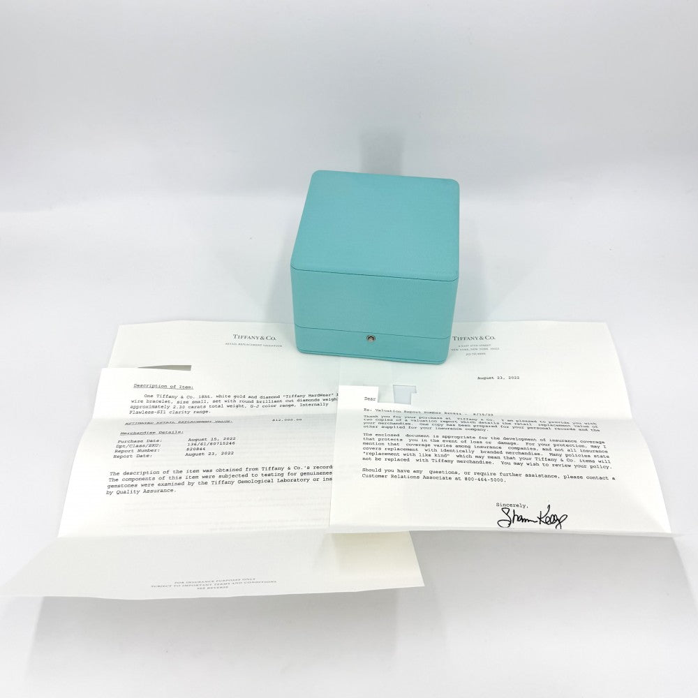 TIFFANY&Co. ティファニー ブレスレット ハードウェア ボールダイヤ バングル 18金WG 750 ジュエリー アクセサリー K18ホワイトゴールド ダイヤモンド シルバー レディース 約7.9g【中古品】