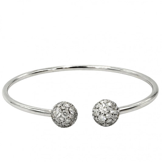 TIFFANY&Co. ティファニー ブレスレット ハードウェア ボールダイヤ バングル 18金WG 750 ジュエリー アクセサリー K18ホワイトゴールド ダイヤモンド シルバー レディース 約7.9g【中古品】