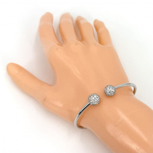 TIFFANY&Co. ティファニー ブレスレット ハードウェア ボールダイヤ バングル 18金WG 750 ジュエリー アクセサリー K18ホワイトゴールド ダイヤモンド シルバー レディース 約7.9g【中古品】