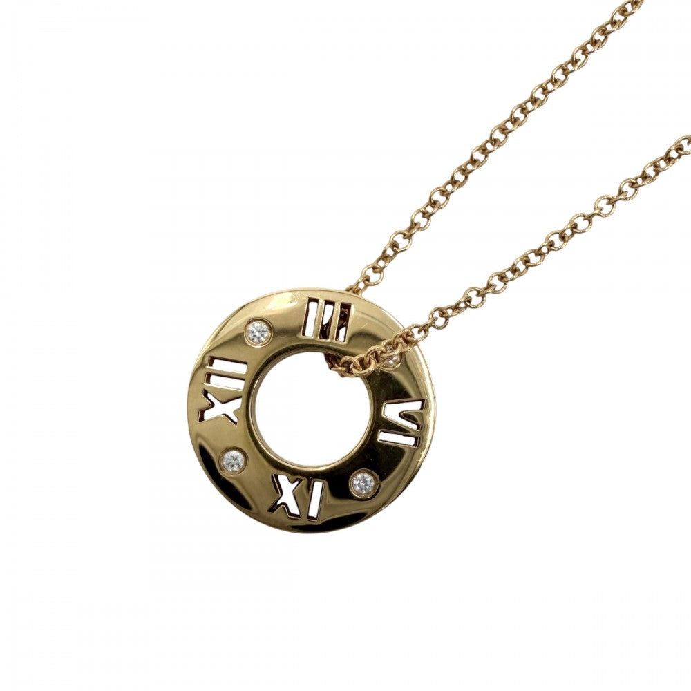 TIFFANY&Co. ティファニー ネックレス アトラス スモール ピアスドサークル ペンダント ジュエリー 18金PG Au750 アクセサリー K18ピンクゴールド ダイヤモンド レディース 約3.2g【中古品】