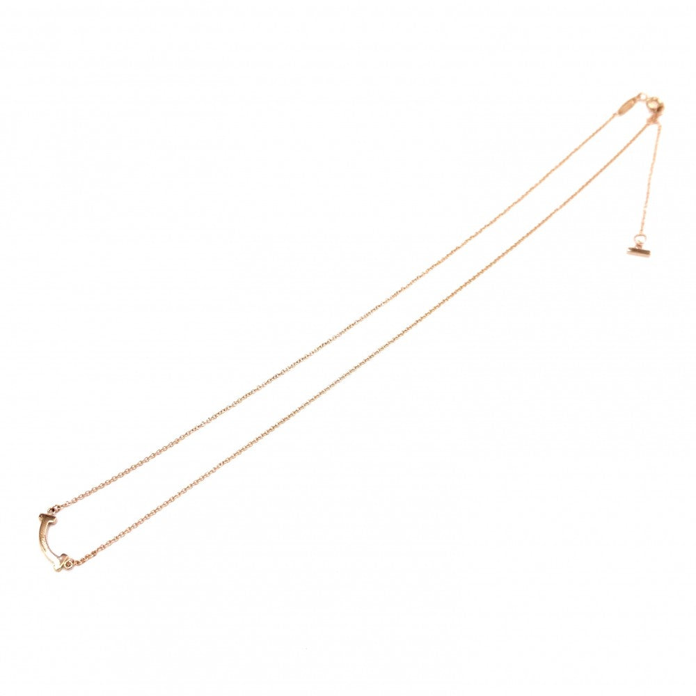 TIFFANY&Co. ティファニー ネックレス Tスマイル ミニペンダント ジュエリー 18金PG Au750 アクセサリー K18ピンクゴールド レディース 約2.3g【中古品】