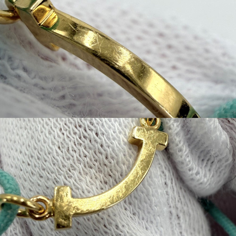 TIFFANY&Co. ティファニー ブレスレット Tスマイル アクセサリー ジュエリー Au750 18金YG 20サイズ K18イエローゴールド ブルー 青 レディース 約0.9g【中古品】