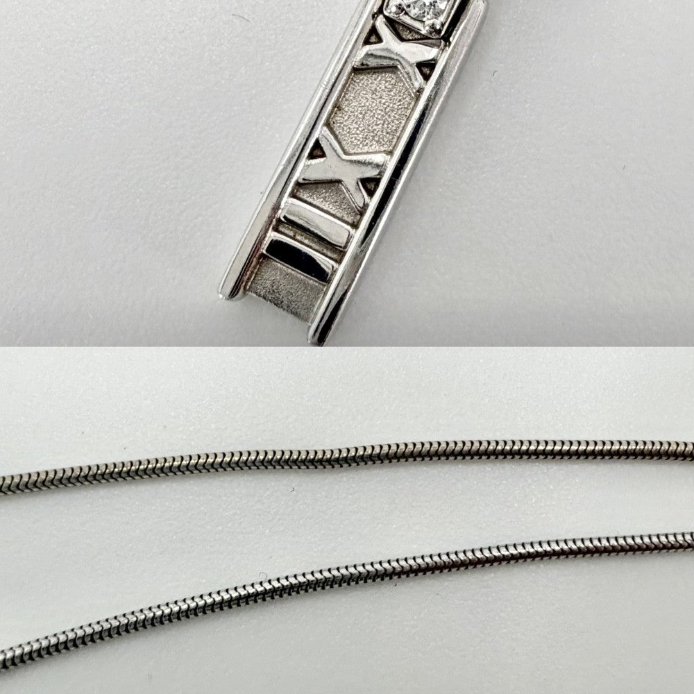 TIFFANY&Co. ティファニー ネックレス アトラスバー ペンダント ジュエリー 18金WG Au750 ジュエリー アクセサリー K18ホワイトゴールド ダイヤモンド レディース 約7.3g【中古品】