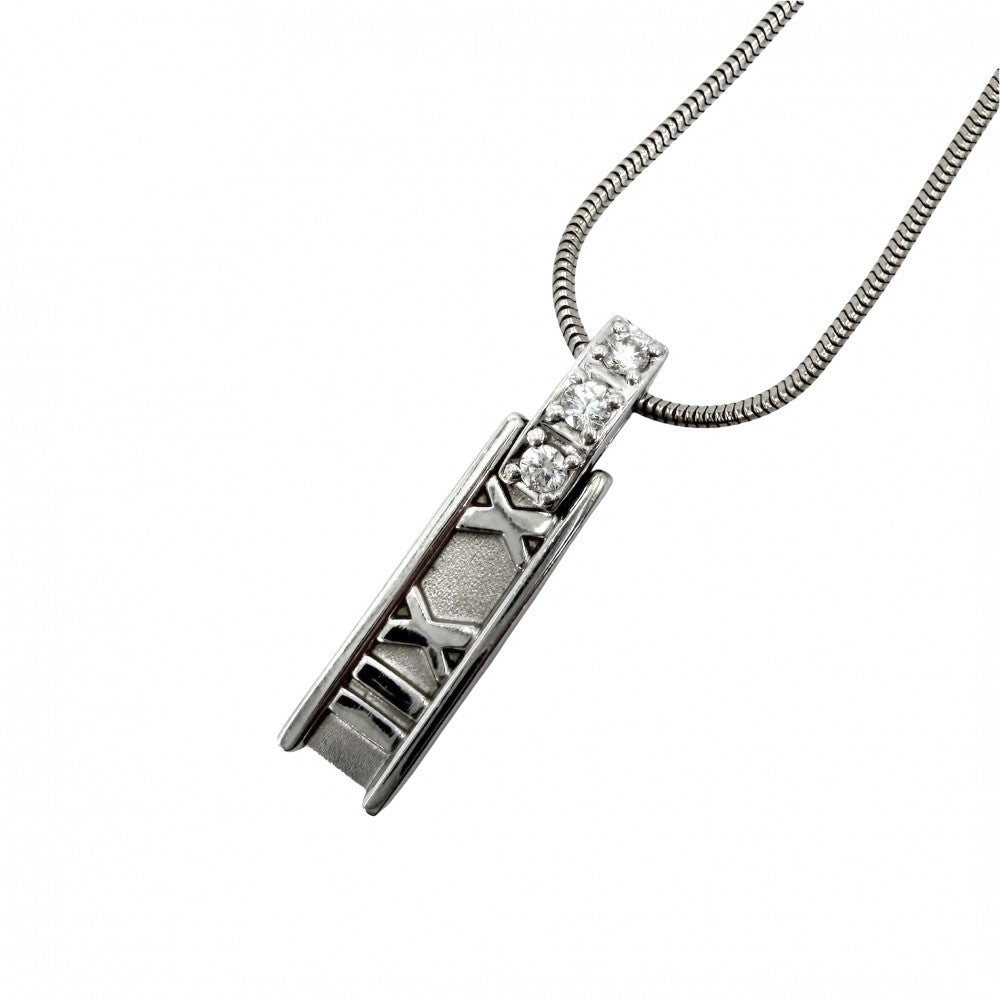 TIFFANY&Co. ティファニー ネックレス アトラスバー ペンダント ジュエリー 18金WG Au750 ジュエリー アクセサリー K18ホワイトゴールド ダイヤモンド レディース 約7.3g【中古品】