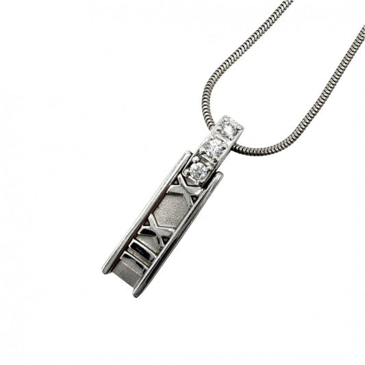 TIFFANY&Co. ティファニー ネックレス アトラスバー ペンダント ジュエリー 18金WG Au750 ジュエリー アクセサリー K18ホワイトゴールド ダイヤモンド レディース 約7.3g【中古品】