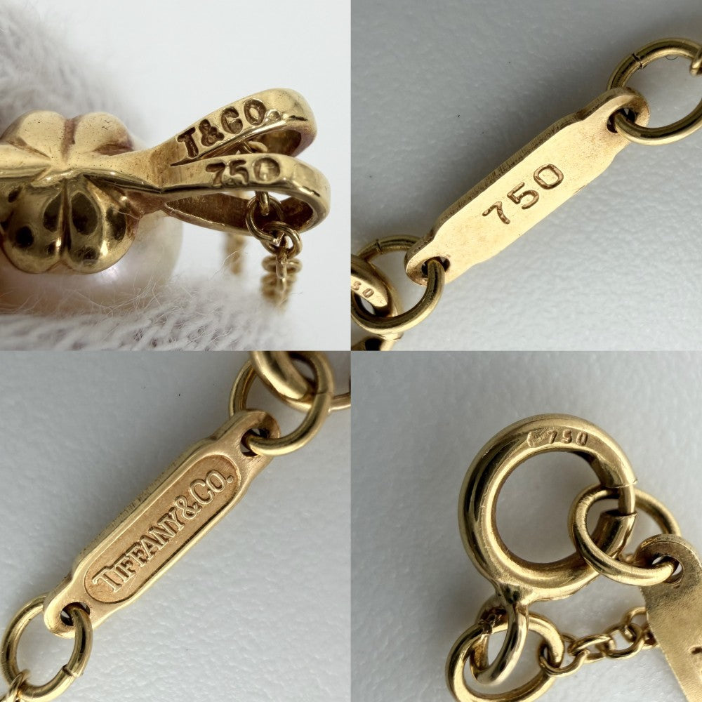 TIFFANY&Co. ティファニー ネックレス ジェムストーン 真珠 ジュエリー アクセサリー K18イエローゴールド パール ブルー 青 ゴールド レディース 約2.8g【中古品】