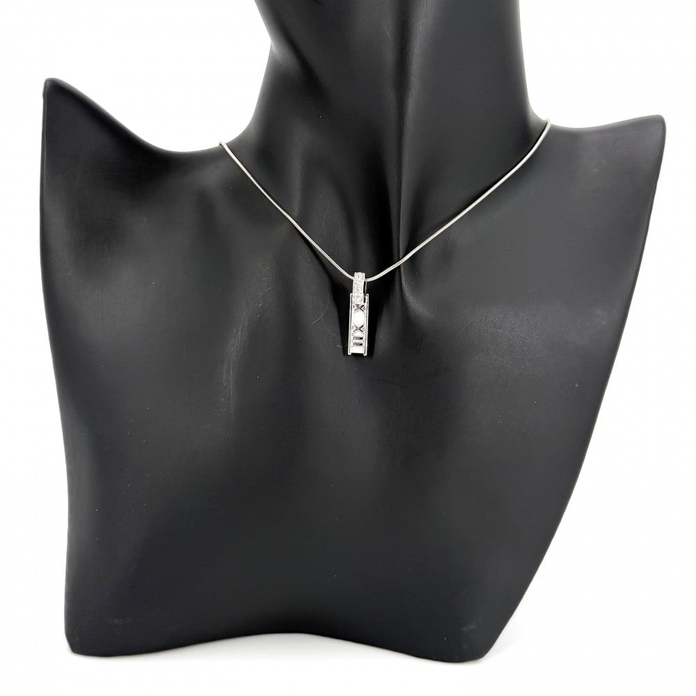 TIFFANY&Co. ティファニー ネックレス アトラスバー ペンダント ジュエリー 18金WG Au750 ジュエリー アクセサリー K18ホワイトゴールド ダイヤモンド レディース 約7.1g【中古品】