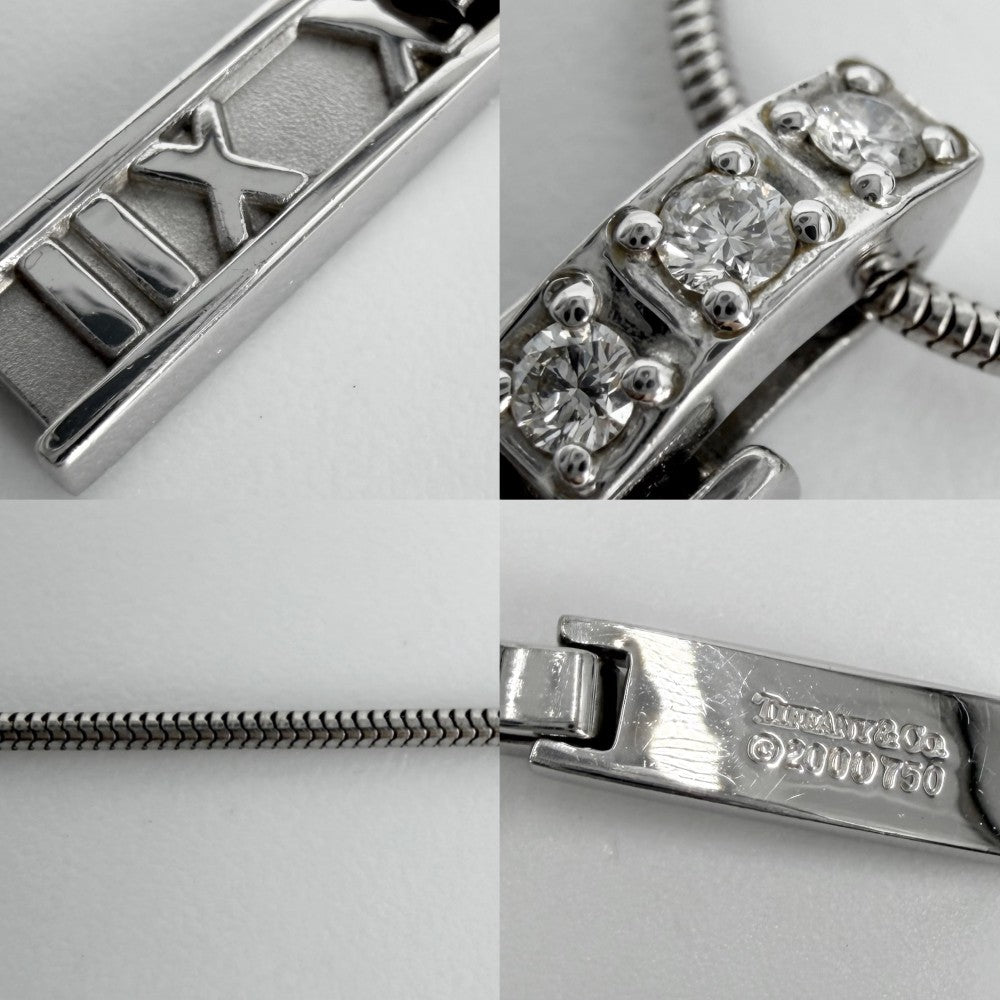 TIFFANY&Co. ティファニー ネックレス アトラスバー ペンダント ジュエリー 18金WG Au750 ジュエリー アクセサリー K18ホワイトゴールド ダイヤモンド レディース 約7.1g【中古品】