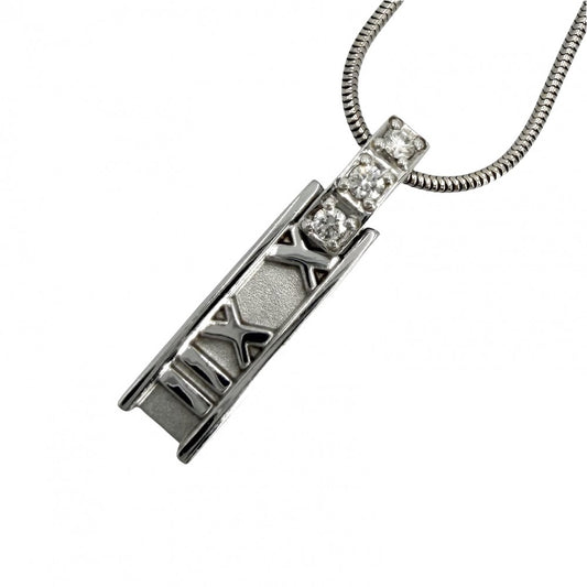 TIFFANY&Co. ティファニー ネックレス アトラスバー ペンダント ジュエリー 18金WG Au750 ジュエリー アクセサリー K18ホワイトゴールド ダイヤモンド レディース 約7.1g【中古品】
