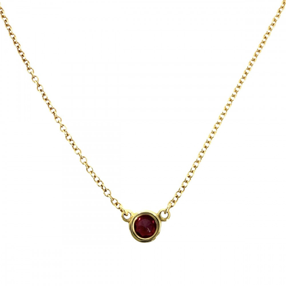 TIFFANY&Co. ティファニー ネックレス カラーバイザヤード エルサペレッティ ジュエリー アクセサリー 18金YG Au750 K18イエローゴールド ルビー レディース 約1.8g【中古品】
