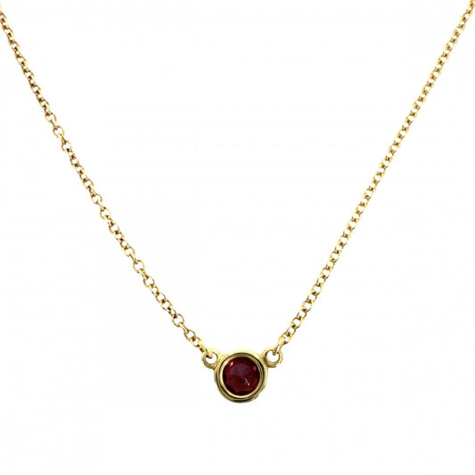 TIFFANY&Co. ティファニー ネックレス カラーバイザヤード エルサペレッティ ジュエリー アクセサリー 18金YG Au750 K18イエローゴールド ルビー レディース 約1.8g【中古品】