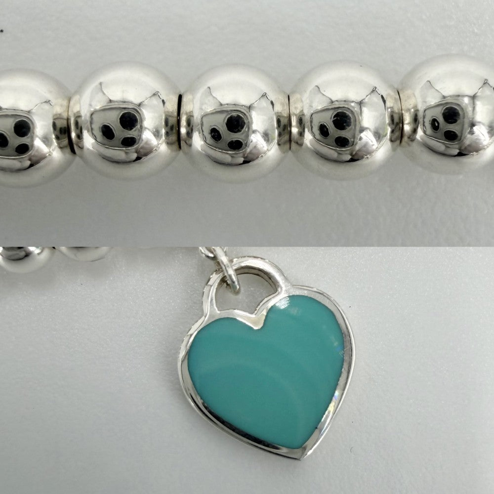 TIFFANY&Co. ティファニー ブレスレット リターン トゥ ティファニー ハート タグ ビーズ ジュエリー アクセサリー シルバー925 ティファニーブルー レディース 約5.6g【中古品】
