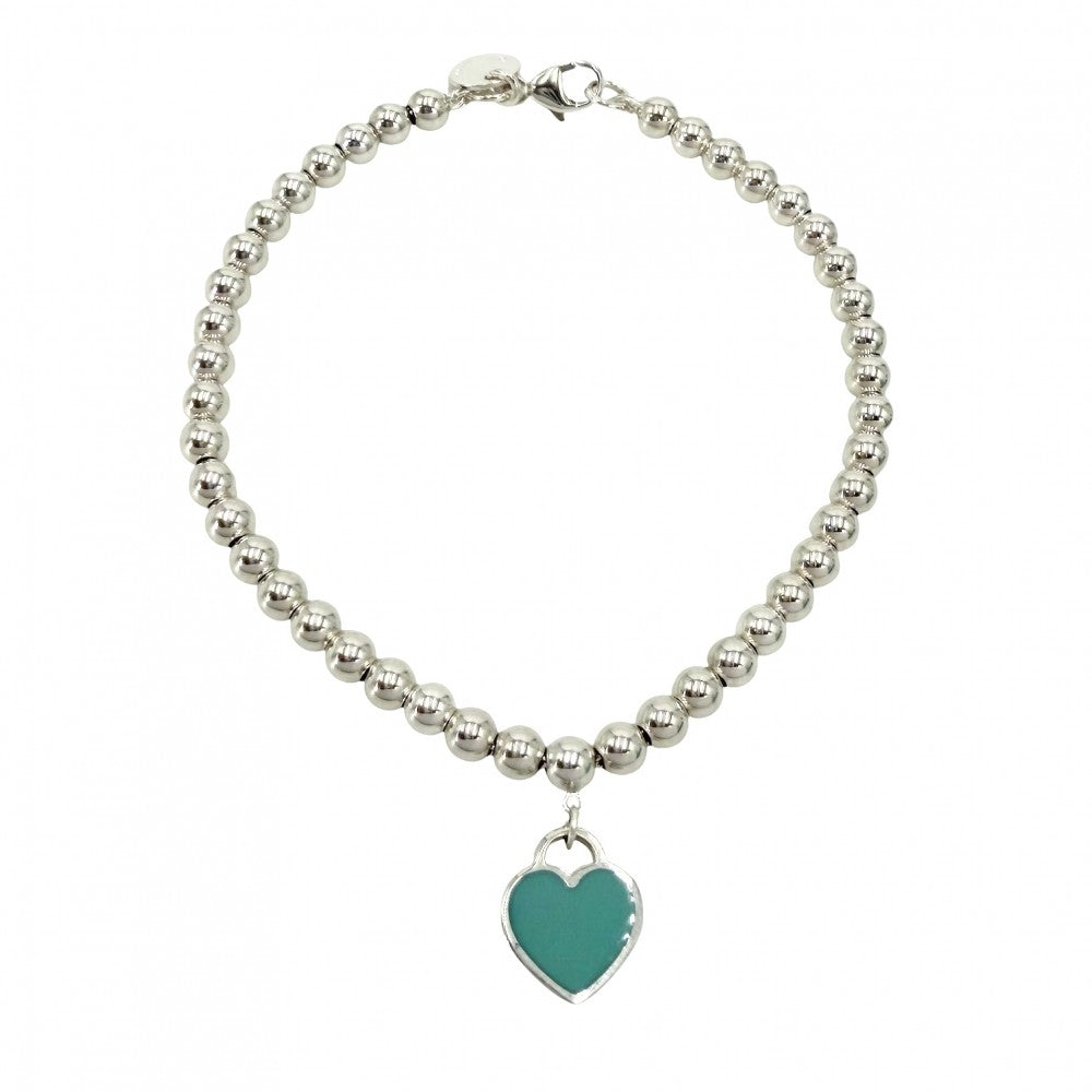 TIFFANY&Co. ティファニー ブレスレット リターン トゥ ティファニー ハート タグ ビーズ ジュエリー アクセサリー シルバー925 ティファニーブルー レディース 約5.6g【中古品】