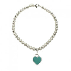 TIFFANY&Co. ティファニー ブレスレット リターン トゥ ティファニー ハート タグ ビーズ ジュエリー アクセサリー シルバー925 ティファニーブルー レディース 約5.6g【中古品】