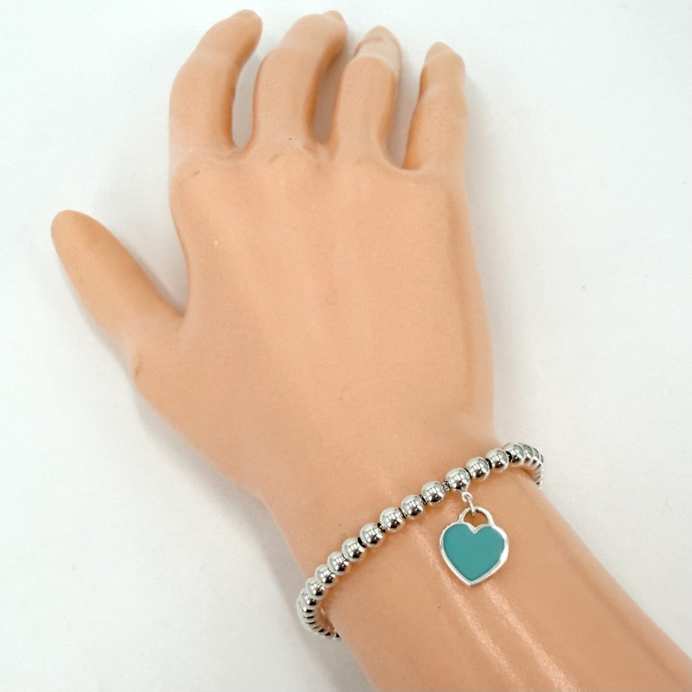 TIFFANY&Co. ティファニー ブレスレット リターン トゥ ティファニー ハート タグ ビーズ ジュエリー アクセサリー シルバー925 ティファニーブルー レディース 約5.6g【中古品】